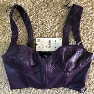 Zara Brand Leather Like Halter Top Size Small
